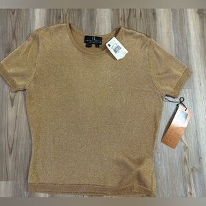 Vintage Carole Little Lurex Short-Sleeve Knit Top - Gold